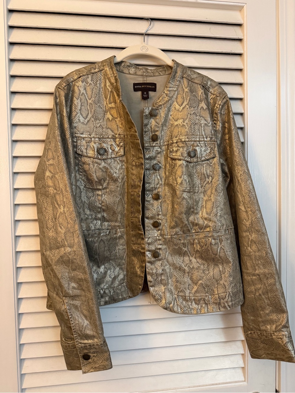 Metallic Snake-Print Jacket in Gold